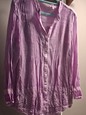 Light Purple Button-Front Women’s Tunic Top With Tank